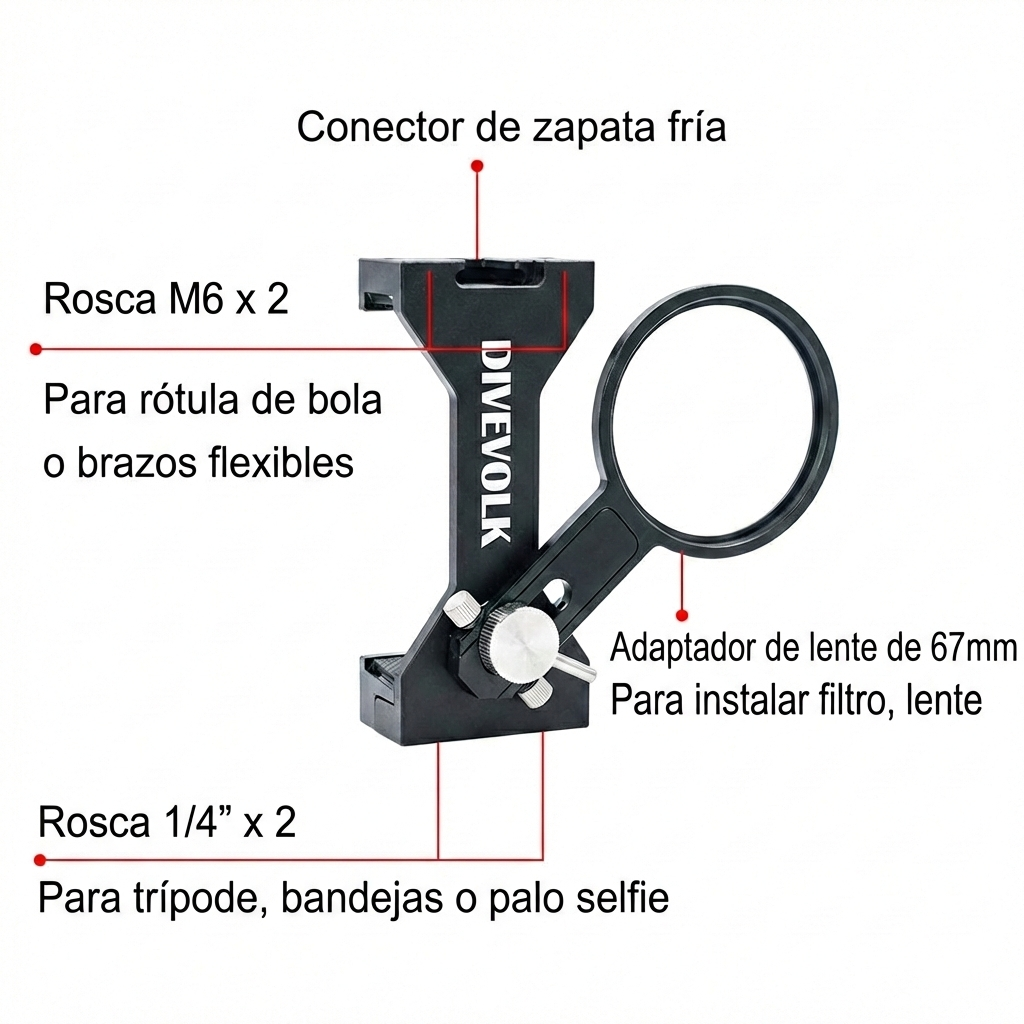 Extensor con brazo de 67 mm para lentes y filtros