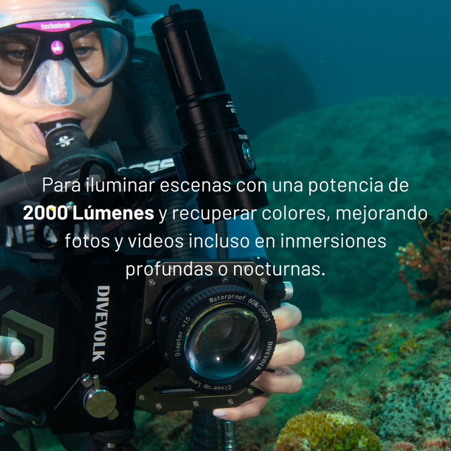 Foco de vídeo de 2000 lumens (SL20) Divevolk, vista 2