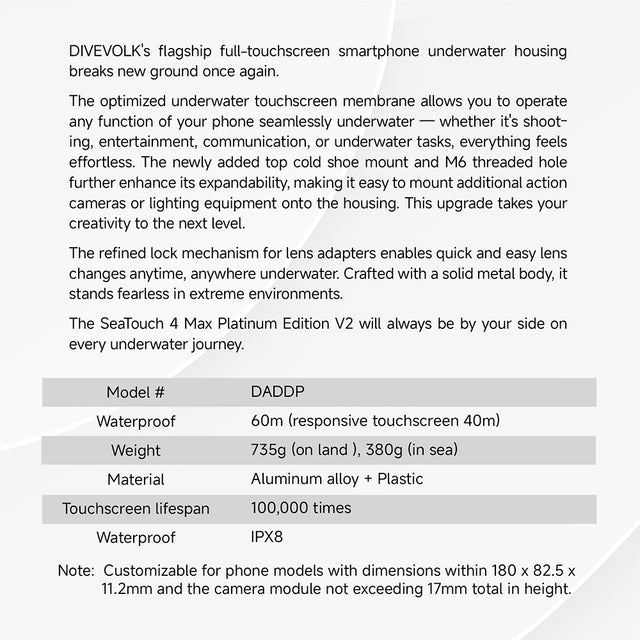 Carcasa Divevolk SeaTouch 4 Max Platinum, vista 6